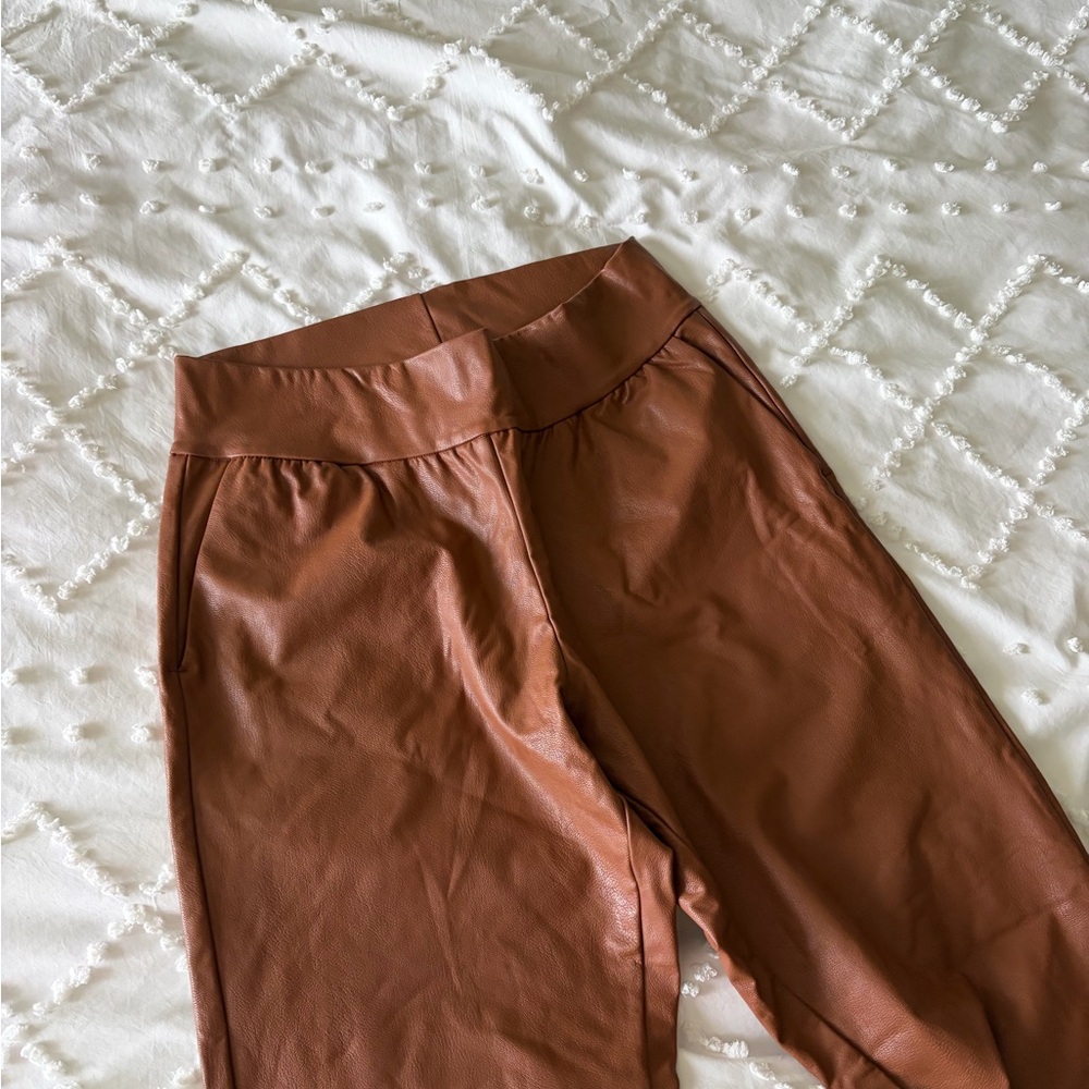 Commando brown faux leather joggers